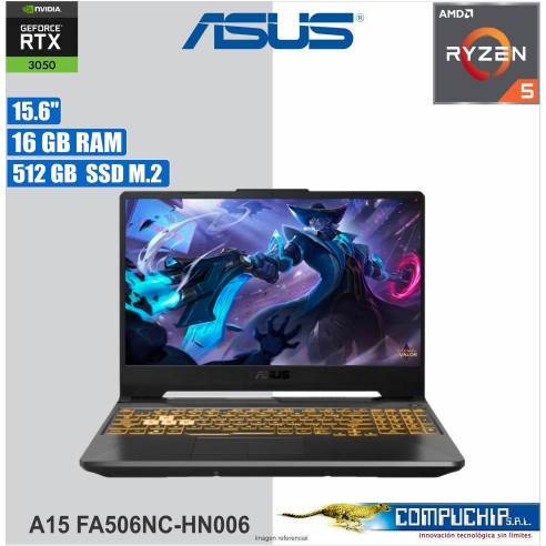 Notebook ASUS TUF GAMING A15 FA506NC-HN006 15.6", AMD Ryzen™ 5 7535HS, 16GB DDR5, 512GB VRAM 4GB