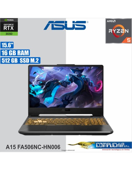 Notebook ASUS TUF GAMING A15 FA506NC-HN006 15.6", AMD Ryzen™ 5 7535HS, 16GB DDR5, 512GB VRAM 4GB