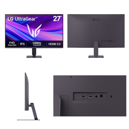 Monitor LG 27G411A-B, 27”/FHD/IPS/144Hz/HDMI/DP/USB/Headphones-out (3-polos, Solo Sonido)