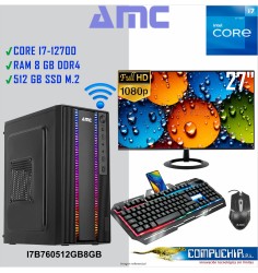 PC INTEL CORE I7-12700 2.1/4.9 GHZ, 8GB DDR4, 512GB M.2 SSD, MONITOR 27".