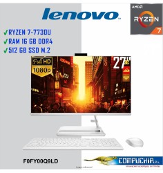 All-in-One Lenovo IdeaCentre 3 27ALC6 27" FHD IPS Ryzen 7 7730U 2.0/4.5GHz 16GB DDR4-3200, 512GB SSD M.2