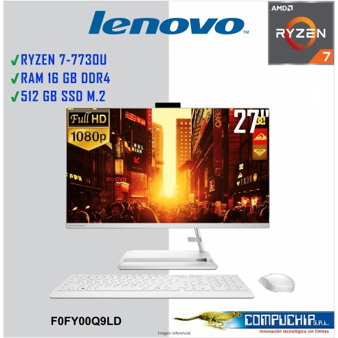 All-in-One Lenovo IdeaCentre 3 27ALC6 27" FHD IPS Ryzen 7 7730U 2.0/4.5GHz 16GB DDR4-3200, 512GB SSD M.2