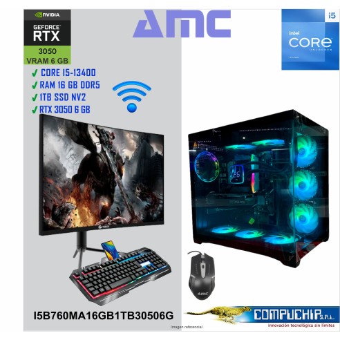 PC AMC INTEL CORE i5-13400 2.50/4.60GHz, 16GB DDR5, 1TB M.2 SSD, RTX 3050 6G, Monitor 27"
