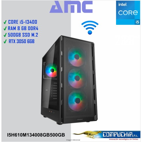 PC AMC INTEL CORE I5-13400 2.50 GHZ/4.60 GHZ, 8GB DDR4, 500GB M.2 SSD, RTX 3050 6 GB.