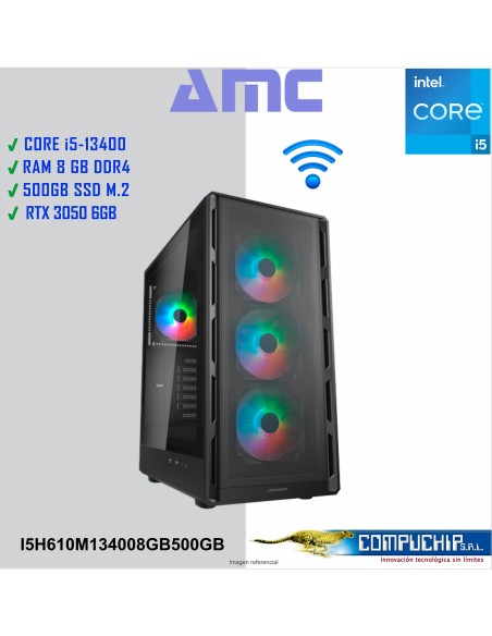 PC AMC INTEL CORE I5-13400 2.50 GHZ/4.60 GHZ, 8GB DDR4, 500GB M.2 SSD, RTX 3050 6 GB.