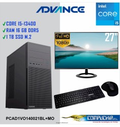 Computadora Advance Vission VO1470, Intel Core i5-13400 2.5GHz, 16GB DDR5, 1TB SSD M.2 NMVe, Monitor LG 27"