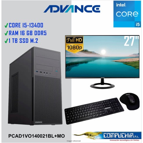 Computadora Advance Vission VO1470, Intel Core i5-13400 2.5GHz, 16GB DDR5, 1TB SSD M.2 NMVe, Monitor LG 27"