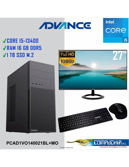 Computadora Advance Vission VO1470, Intel Core i5-13400 2.5GHz, 16GB DDR5, 1TB SSD M.2 NMVe, Monitor LG 27"