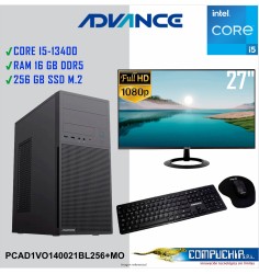 Computadora Advance Vission VO1470, Intel Core i5-13400 2.5GHz, 16GB DDR5, 256GB SSD M.2 NMVe, Monitor ASUS 27"