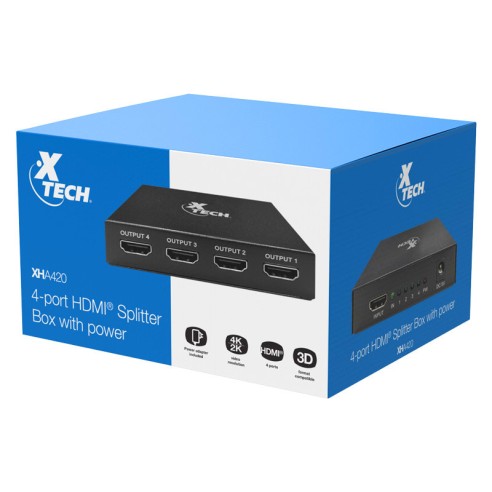 Splitter HDMI XTECH XHA-420 1 entrada a 4 salidas
