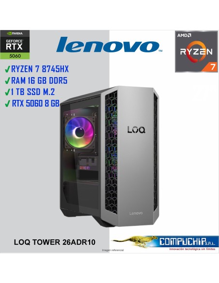 PC Gaming Lenovo LOQ TOWER 26ADR10, RYZEN 7 8745HX 3.6/5.1GHZ,16GB DDR5