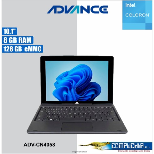 Notebook 2 en 1 Advance CN4058 10.1" Celeron N4020 1.10 GHz 8GB RAM 128GB Pantalla táctil