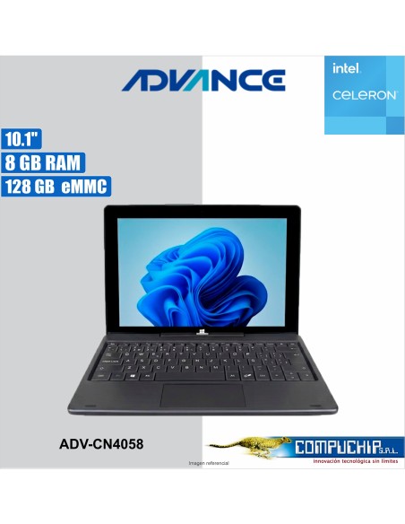 Notebook 2 en 1 Advance CN4058 10.1" Celeron N4020 1.10 GHz 8GB RAM 128GB Pantalla táctil