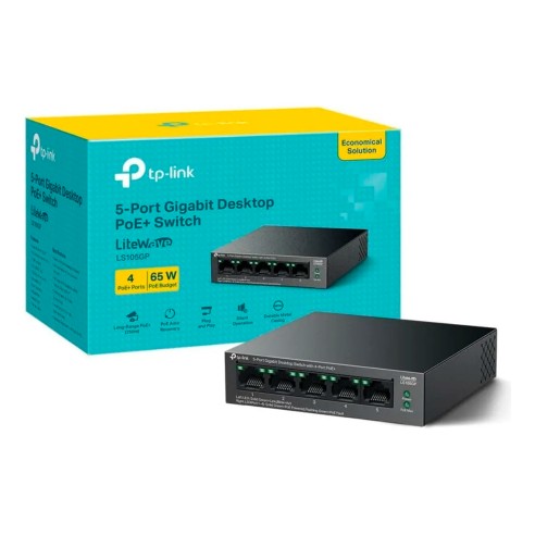 LS105LP Switch TP-LINK no administrable LiteWave, 5 puertos Fast Ethernet, 4 PoE+ 41 W