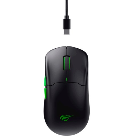 MOUSE GAMER TRIMODE HAVIT MS975WB 20000DPI NEGRO VERDE