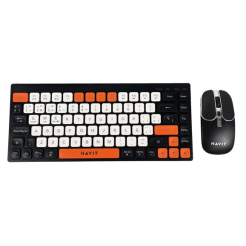 KIT OFFICE INALAMBRICO HAVIT KB831WB-SP NEGRO-NARANJA 85 KEYS
