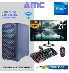 PC INTEL CORE  i7-12700 2.1/4.9 GHz, 16GB DDR5, 500GB M.2 SSD, MONITOR 27".