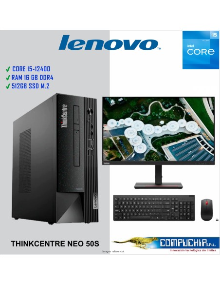 Computadora Lenovo ThinkCentre neo 50s Gen 3 Core i5-12400 2.50 / 4.40GHz, 16GB DDR4-3200MHz, Monitor 23.8"