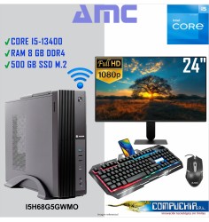 PC INTEL CORE I5-13400 2.5/4.6 GHZ, 8GB DDR4, 500GB M.2 SSD. MONITOR 24"