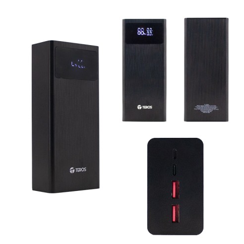 Powerbank TEROS TE-7059N, 30000MAh, USB-A, USB-C, negro