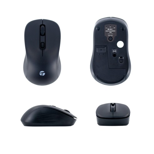 Mouse inalámbrico TEROS TE-1231S, 2.4GHz, BT 5.0, 4 botones, USB, negro