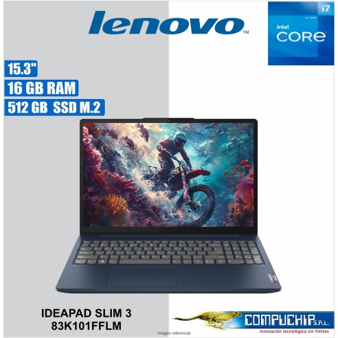 NB Lenovo IdeaPad Slim 3 15IRH10, 15.3" WUXGA IPS, Core i7-13620H hasta 4.9GHz, 16GB DDR5