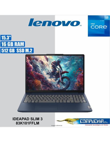 NB Lenovo IdeaPad Slim 3 15IRH10, 15.3" WUXGA IPS, Core i7-13620H hasta 4.9GHz, 16GB DDR5