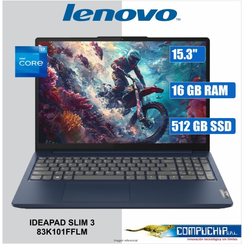 NB Lenovo IdeaPad Slim 3 15IRH10, 15.3" WUXGA IPS, Core i7-13620H hasta 4.9GHz, 16GB DDR5