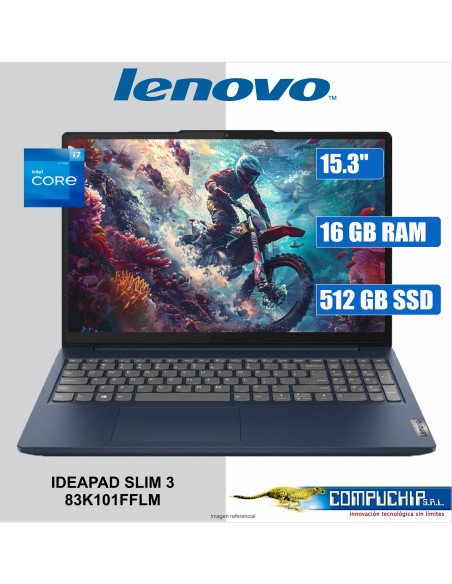 NB Lenovo IdeaPad Slim 3 15IRH10, 15.3" WUXGA IPS, Core i7-13620H hasta 4.9GHz, 16GB DDR5