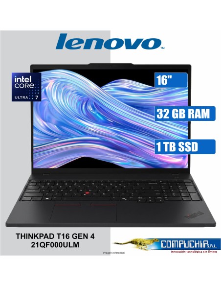 Notebook Lenovo ThinkPad T16 Gen 4 16" WUXGA IPS, Core Ultra 7 255U hasta 5.2GHz 32GB DDR5