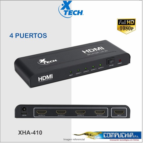 Splitter HDMI XTECH XHA-410 4 Puertos 1080P.