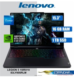 NB Gaming Lenovo Legion 5 15IRX10 15.3" WUXGA IPS, Core i7-13650HX hasta 4.9GHz, 16GB DDR5