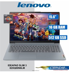 Notebook Lenovo IdeaPad Slim 3 15.6" FHD TN AMD Ryzen 5 7520U 2.8/4.3GHz, 16GB LPDDR5-5500