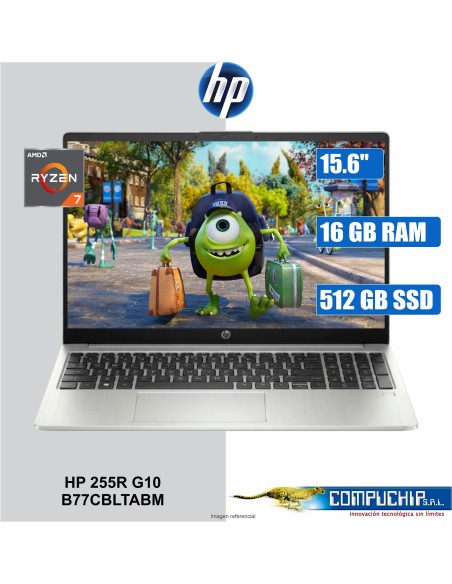 Notebook HP 255R G10, 15.6" LCD LED FHD SVA AMD Ryzen 7 7735U hasta 4.7GHz, 16GB DDR5-4800