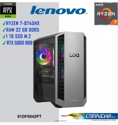 PC Gaming Lenovo LOQ TOWER 26ADR10, RYZEN 7 8745HX 5.1GHZ, 32GB DDR5, 1TB SSD.