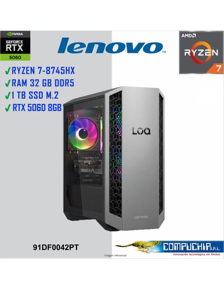 PC Gaming Lenovo LOQ TOWER 26ADR10, RYZEN 7 8745HX 5.1GHZ, 32GB DDR5, 1TB SSD.