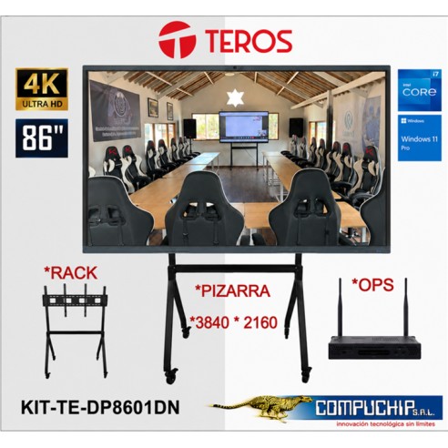 KIT de Pantalla Táctil Interactiva TEROS TE-DP8601DN + Rack portátil TEROS TE-9010S + Modulo de computadora (OPS) TEOPSI741