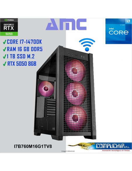 PC AMC INTEL CORE I7-14700K 5.6GHz, 16GB DDR5, RTX 5050 8GB, 1TB M.2 SSD.