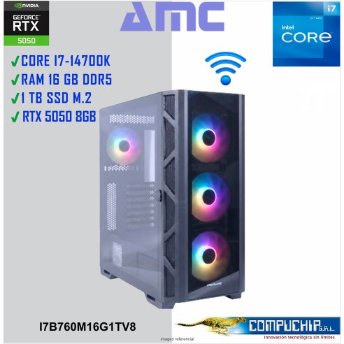 PC AMC INTEL CORE I7-14700K 5.6GHz, 16GB DDR5, RTX 5050 8GB, 1TB M.2 SSD.