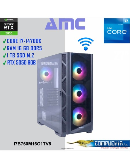 PC AMC INTEL CORE I7-14700K 5.6GHz, 16GB DDR5, RTX 5050 8GB, 1TB M.2 SSD.