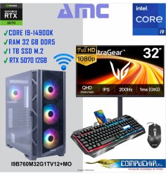 PC AMC INTEL CORE I9-14900K 6.0GHz, 16GB DDR5, RTX 5070 12GB, 1TB M.2 SSD, MONITOR 32".