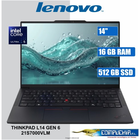 NB Lenovo Thinkpad L14 Gen 6, 14" Wuxga IPS , Core U5 225U 4.8GHZ, 16GB DDR5-5600, 512GB