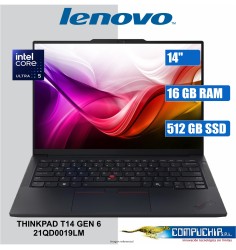 Notebook Lenovo ThinkPad T14 Gen 6 14" WUXGA IPS Core Ultra 5 225U hasta 4.8GHz, 16GB DDR5