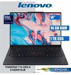 Notebook Lenovo ThinkPad T14 Gen 6 14" WUXGA IPS Core Ultra 7 255U hasta 5.2GHz, 16GB DDR5