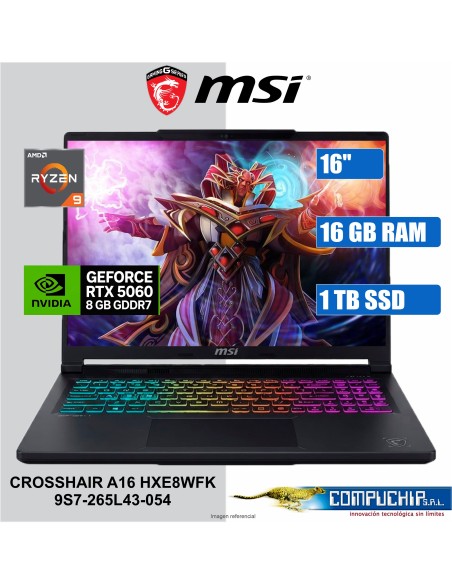 NB Gaming MSI Crosshair A16 HXE8WFK 16" QHD+ IPS, AMD Ryzen 9 8940HX 5.3GHz, 16GB DDR5