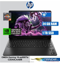 Notebook HP OMEN Gaming 16-ap0007la, 16" 2K IPS AMD Ryzen 9 8940HX hasta 5.3GHz, 24GB DDR5