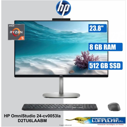 AIO HP OmniStudio 24-cv0053la 23.8" FHD UWVA IPS/Ryzen 5 40 4.3G/8GB LPDDR5x/512GB SSD M.2