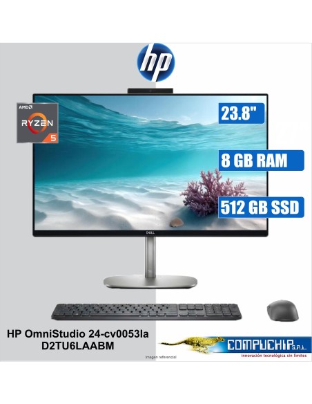 AIO HP OmniStudio 24-cv0053la 23.8" FHD UWVA IPS/Ryzen 5 40 4.3G/8GB LPDDR5x/512GB SSD M.2