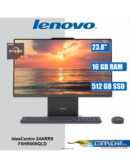 All-in-One Lenovo IdeaCentre 24ARR9, 23.8" FHD IPS, AMD Ryzen 7 7735HS 4.75GHz, 16GB DDR5