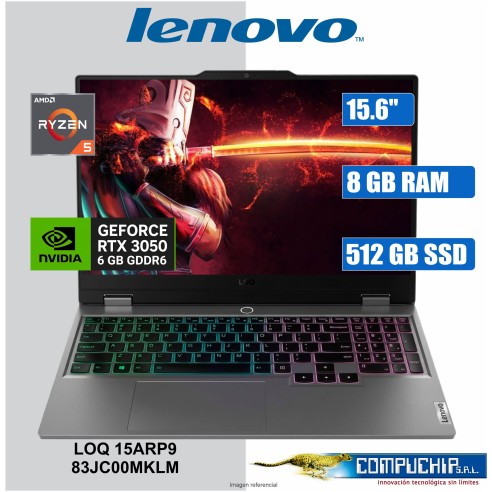Notebook Lenovo LOQ 15ARP9, 15.6" FHD IPS, AMD Ryzen 5 7235HS 3.2/4.2GHz, 8GB DDR5-4800